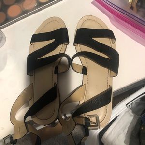 Black leather sandals